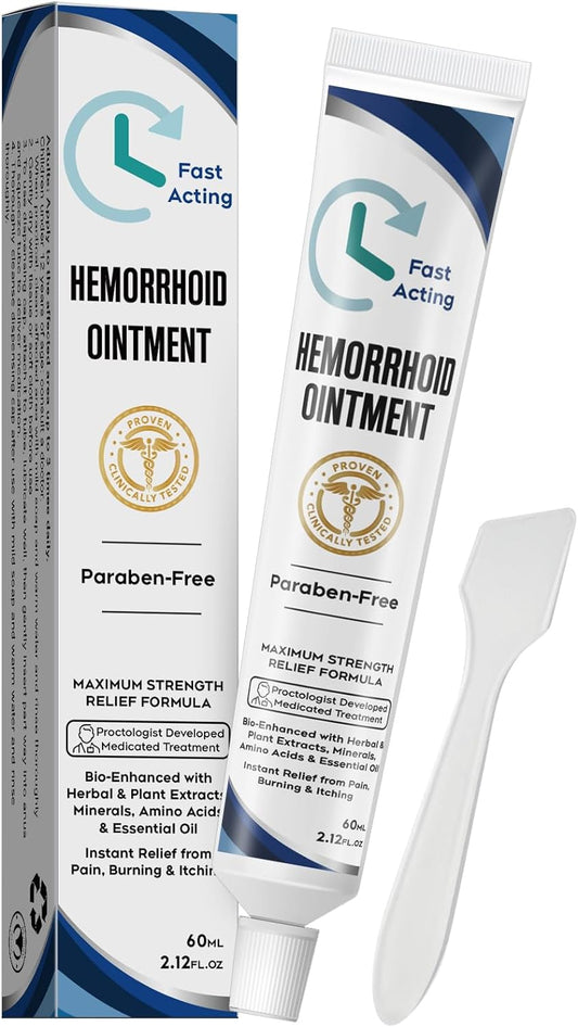 Hemorrhoid Pain Relief Ointment 2.12 oz (60ml) Per Tube Hemorrhoid Treatment for Fast Acting Itch, Swelling, Maximum Strength Pain Relief (1 Pack)